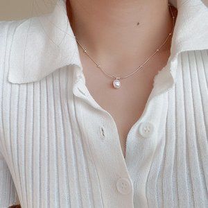 Natural Pearl in 925 Stering Silver Nacklace